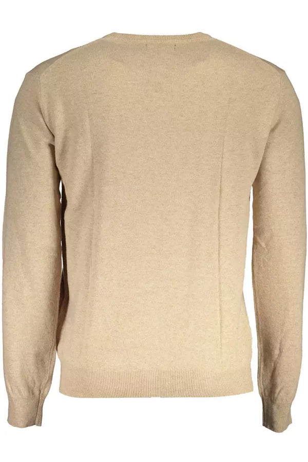 Beige Wool Men Sweater