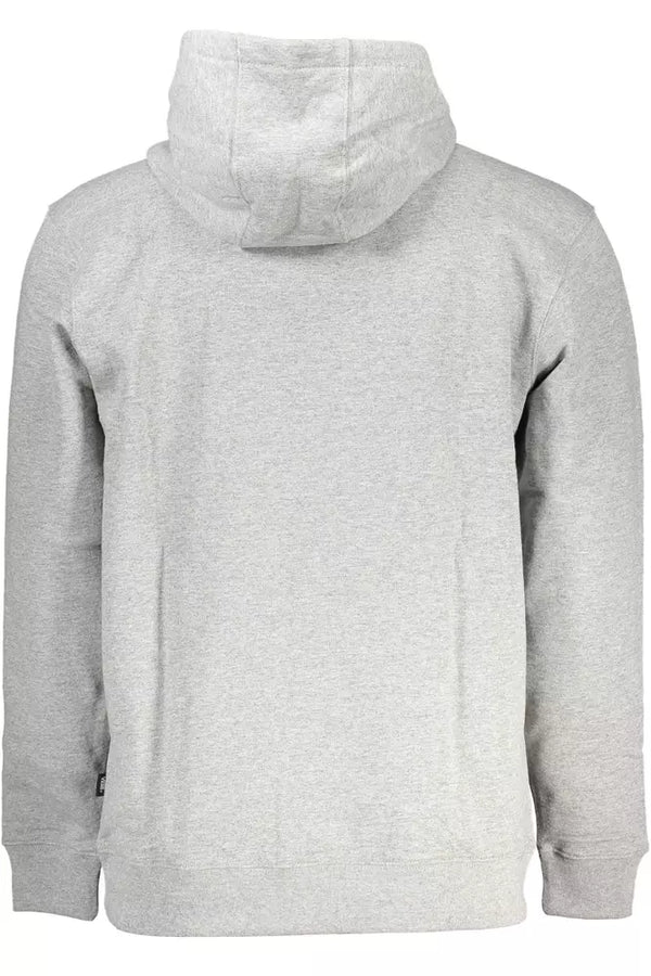 Sleek Gray Hooded Sweatshirt with Central Pocket