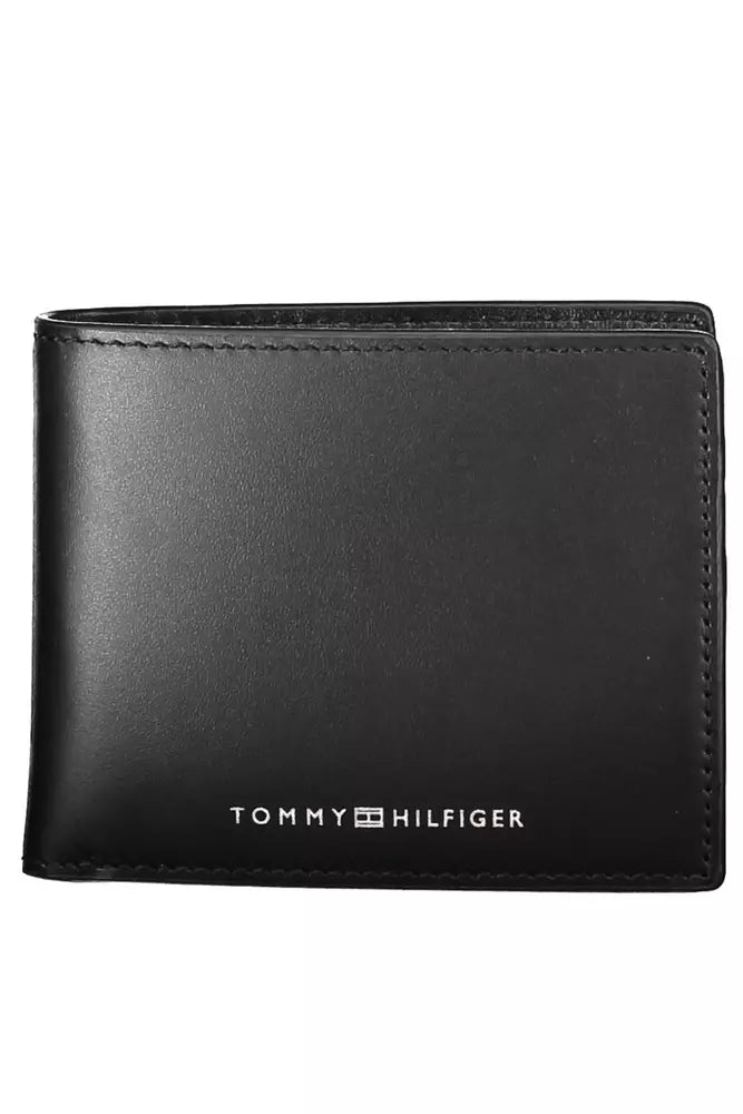 Elegant Black Leather Wallet with Logo Detail