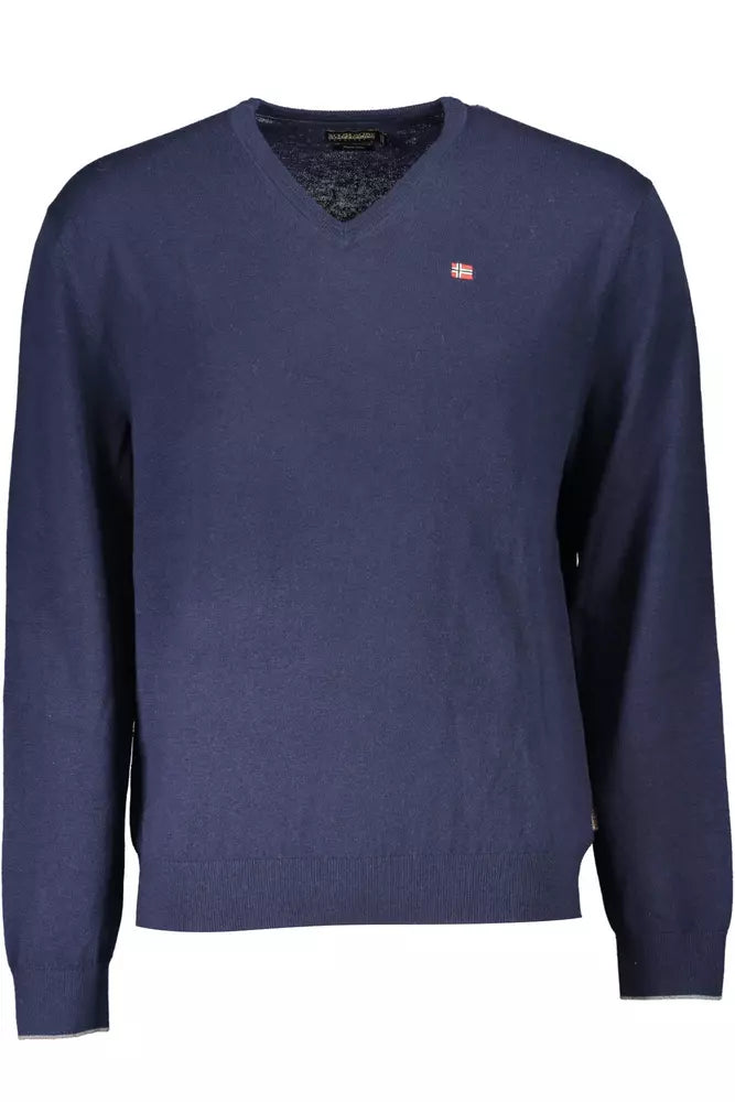 Blue Wool Men Sweater