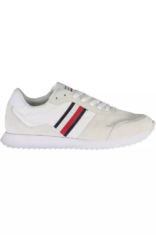 Sneaker uomo in poliestere bianco