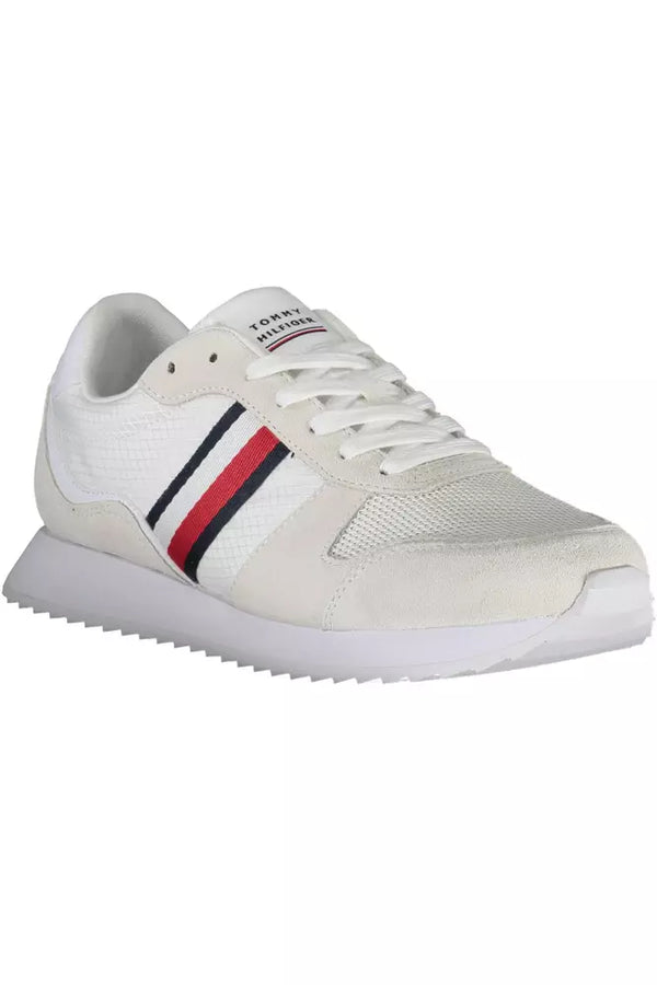 Sneaker uomo in poliestere bianco