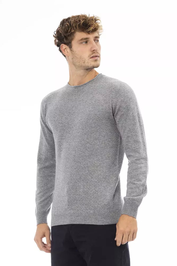 Gray Viscose Men Sweater