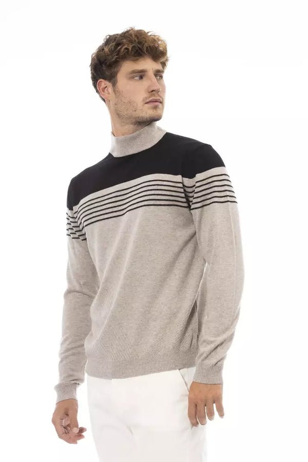 Beige Wool Men Sweater