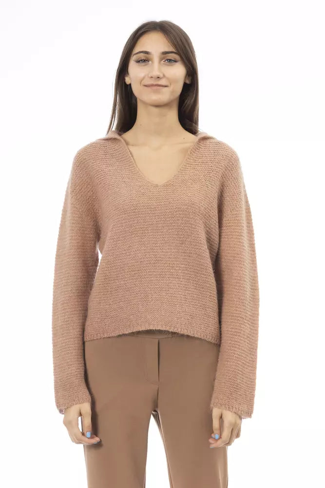 Maglione donna in lana merino beige