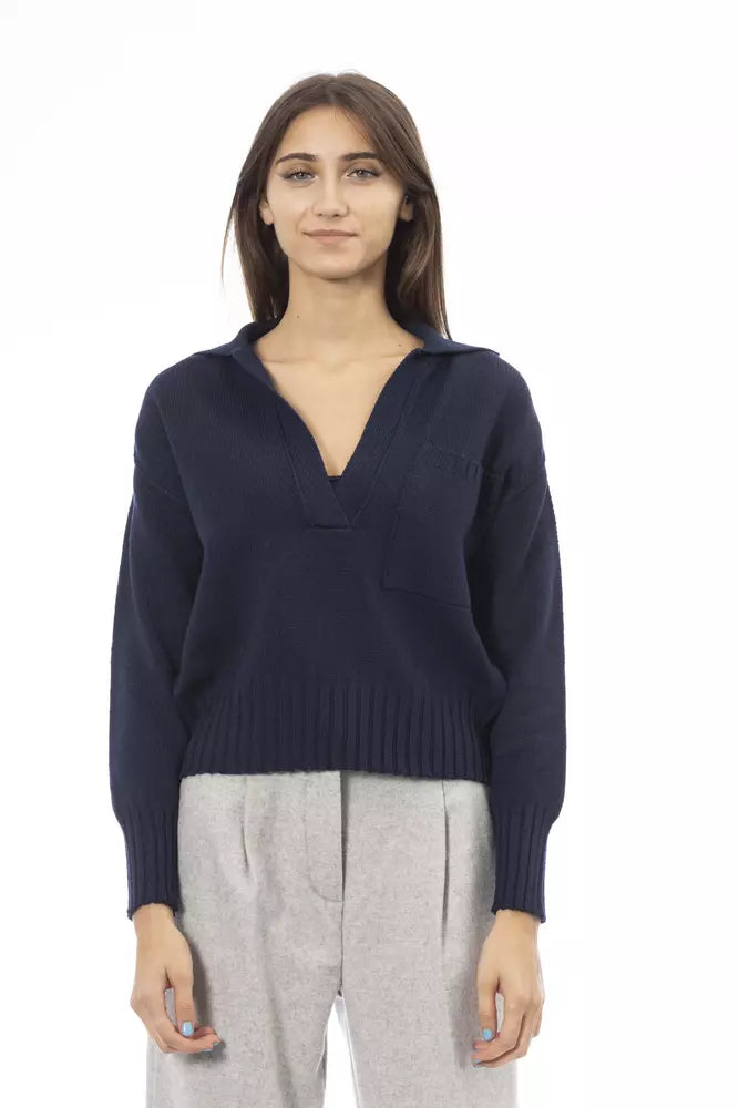 Maglione da donna in lana blu