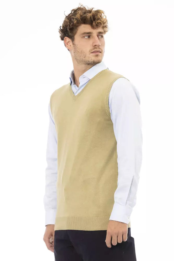 Gilet da uomo in viscosa beige