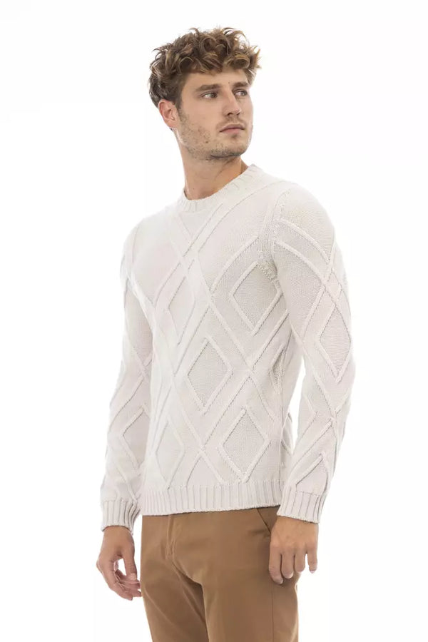 Beige Merino Wool Men Sweater