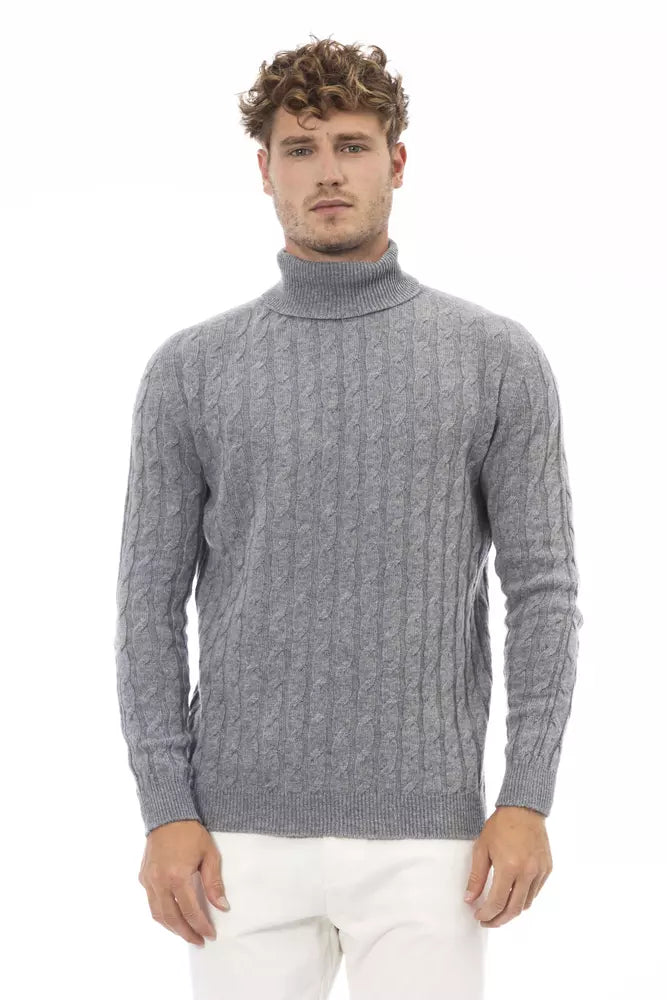 Gray Viscose Men Sweater