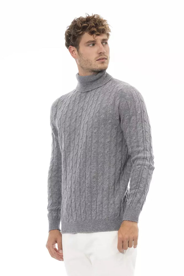 Gray Viscose Men Sweater