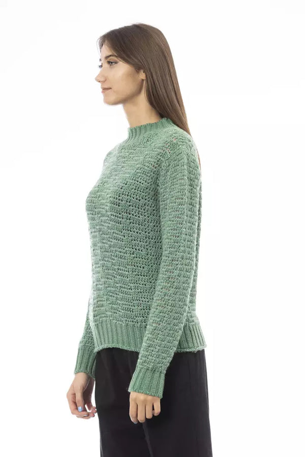 Green Merino Wool Women Sweater