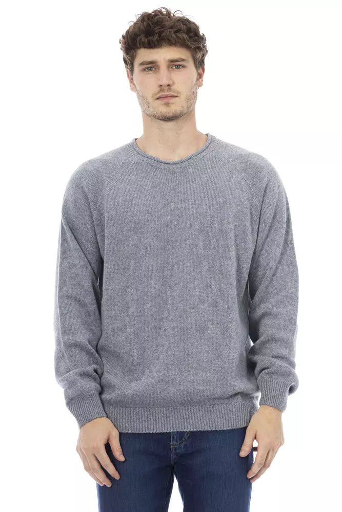 Light Blue Viscose Men Sweater