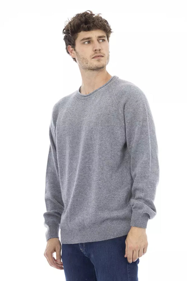 Light Blue Viscose Men Sweater