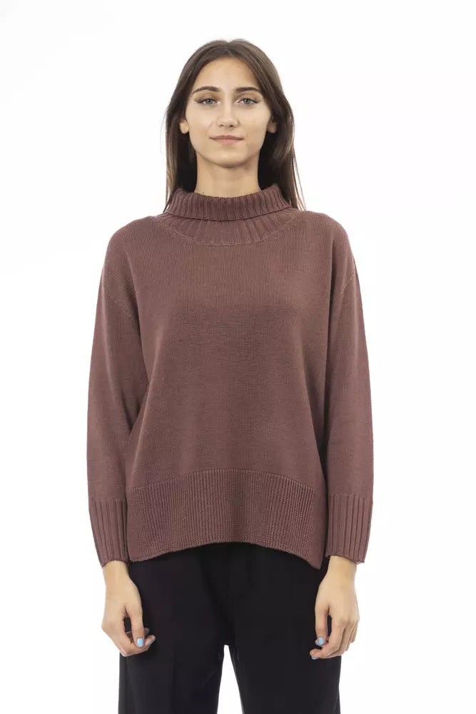 Maglione da donna in lana merino marrone