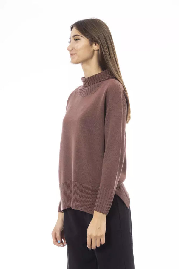 Maglione da donna in lana merino marrone