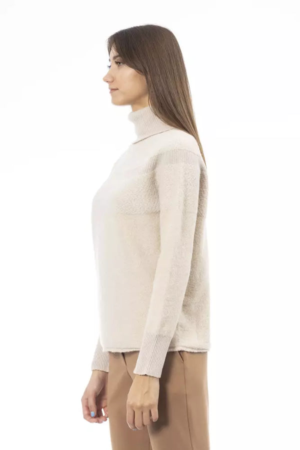 Beige Wool Women Sweater