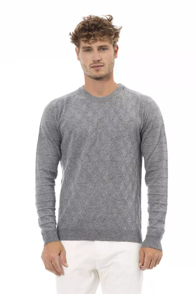 Gray Viscose Men Sweater