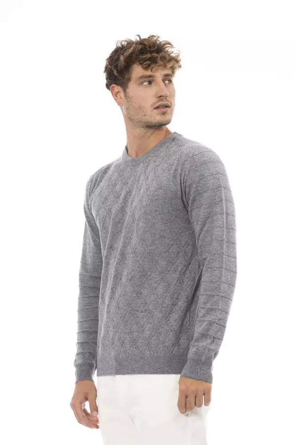 Gray Viscose Men Sweater