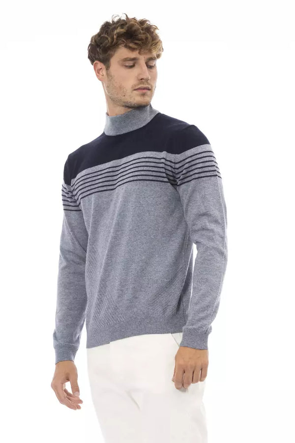 Light Blue Wool Men Sweater