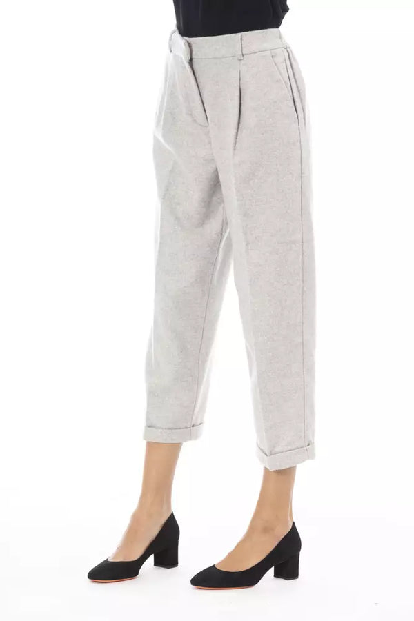 Gray Wool Women Pant