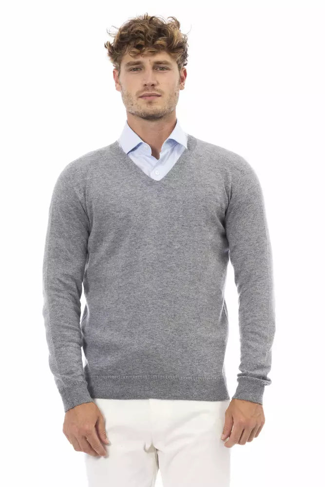 Gray Viscose Men Sweater