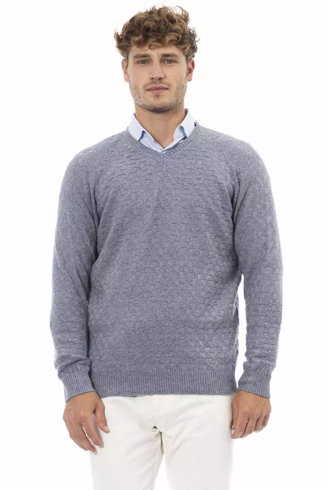 "Light Blue Viscose Men Sweater"