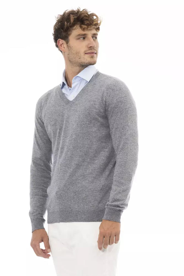 Gray Viscose Men Sweater