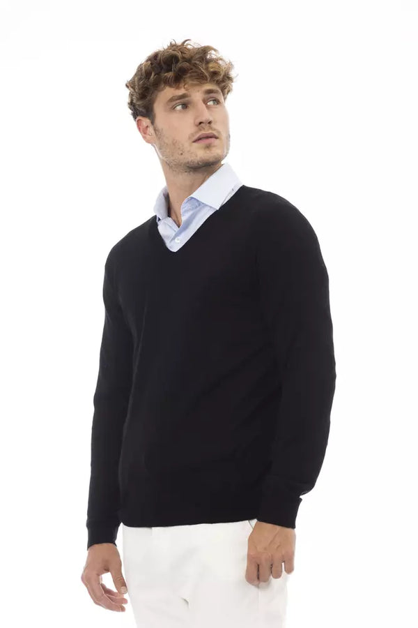 Black Wool Men Sweater