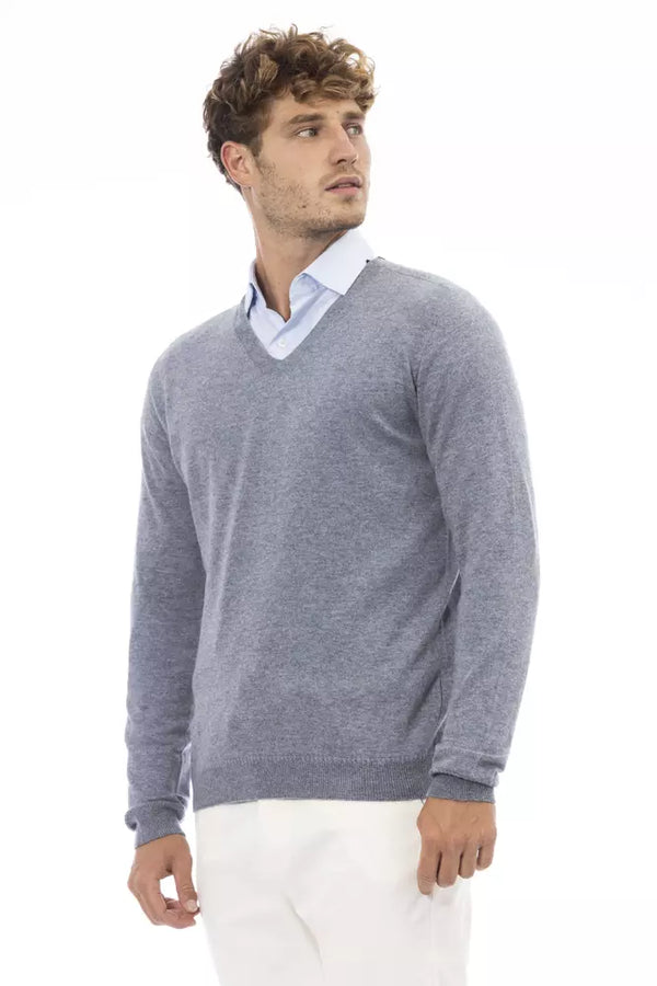 Light Blue Viscose Men Sweater