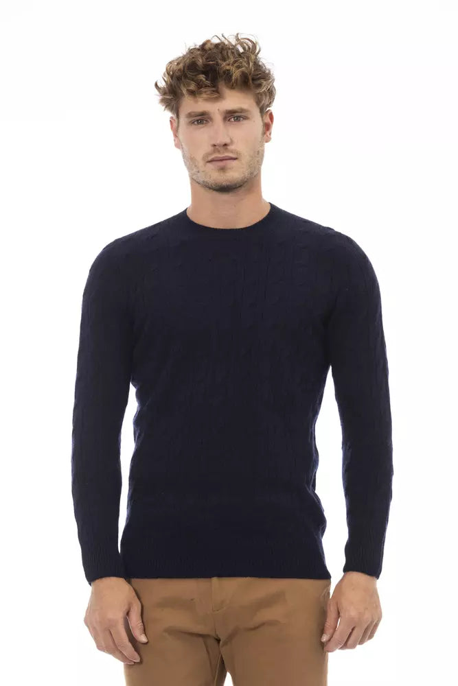 Blue Wool Men Sweater