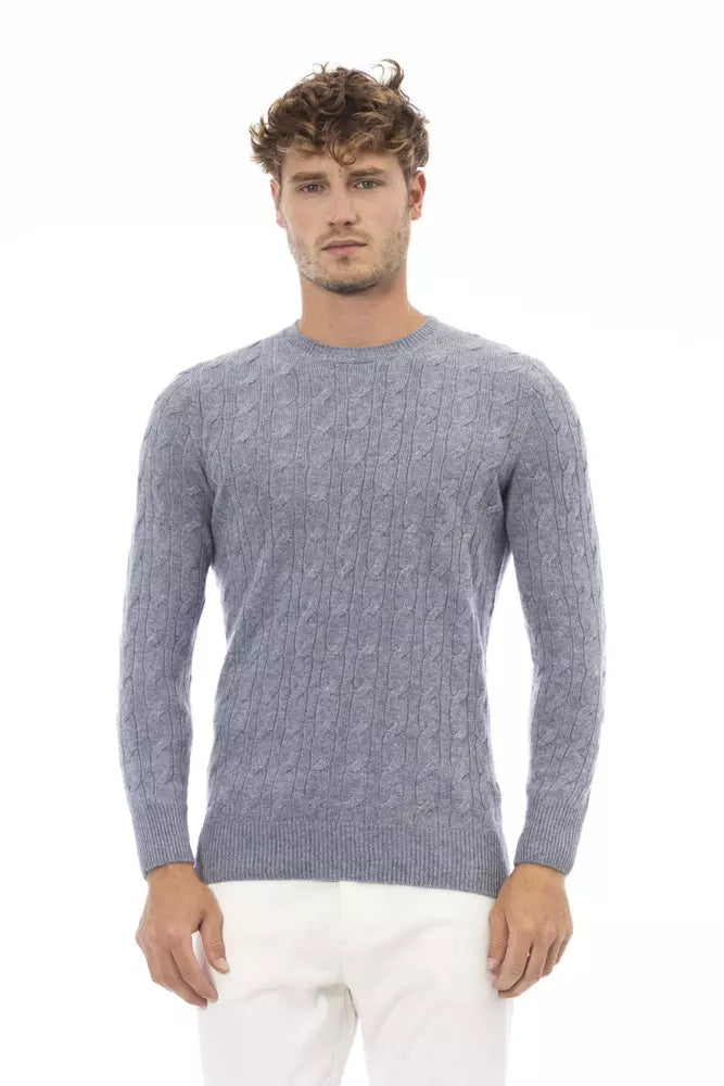 Maglione da uomo in viscosa blu chiaro