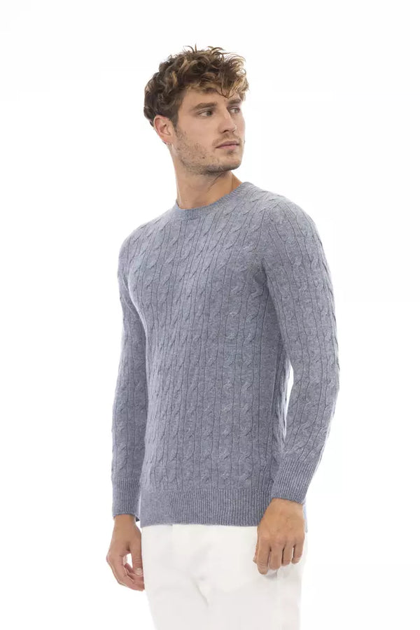 Maglione da uomo in viscosa blu chiaro