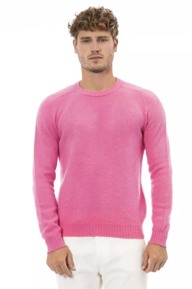 Maglione da uomo in lana rosa