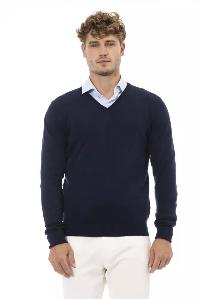 Maglione da uomo in lana blu