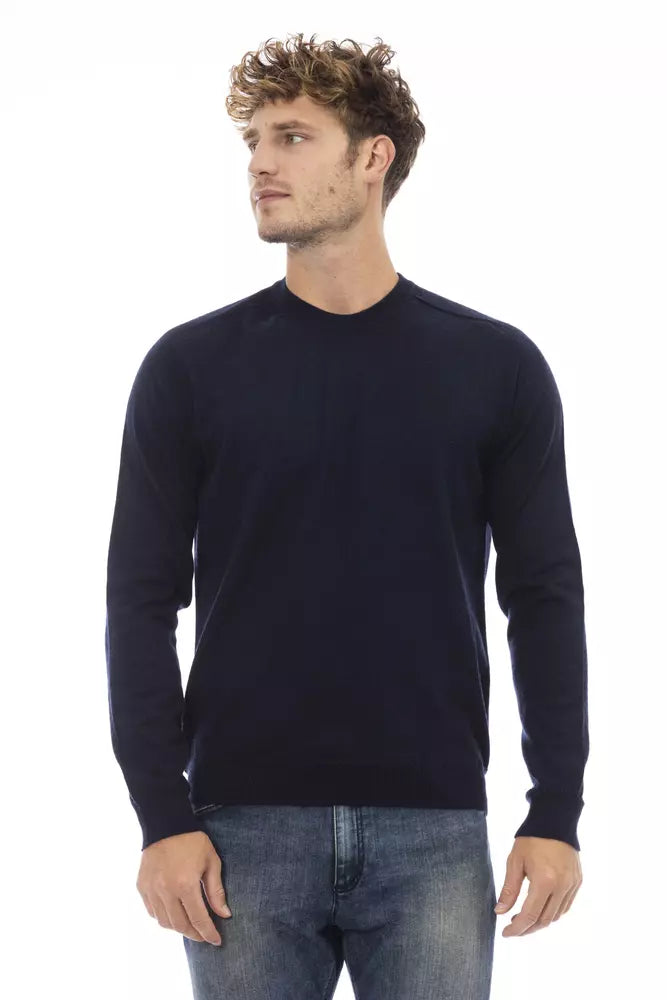 Blue Viscose Men Sweater