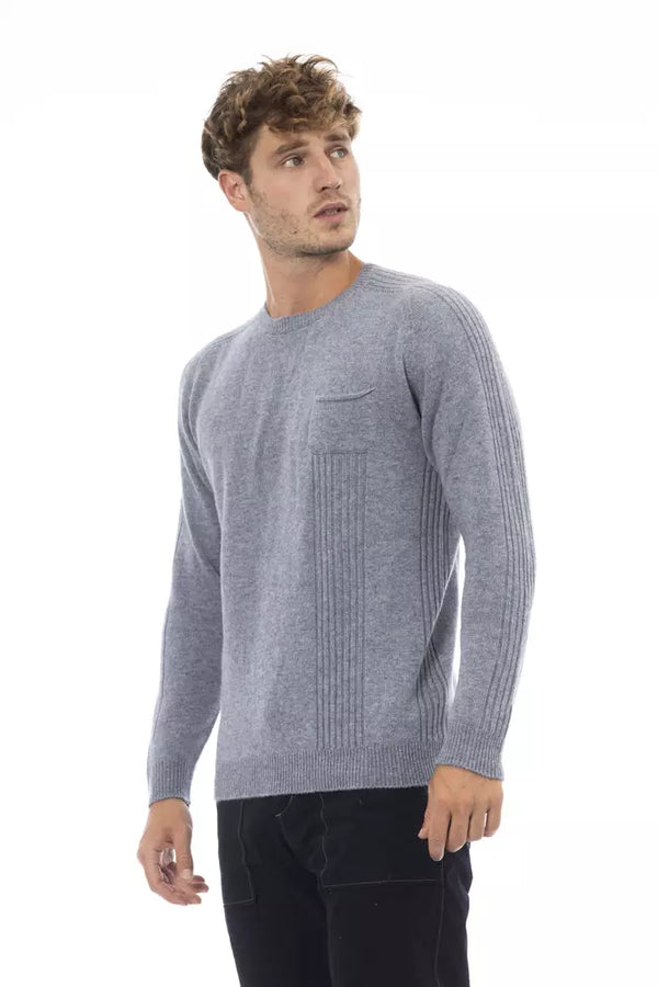 Maglione da uomo in viscosa blu chiaro