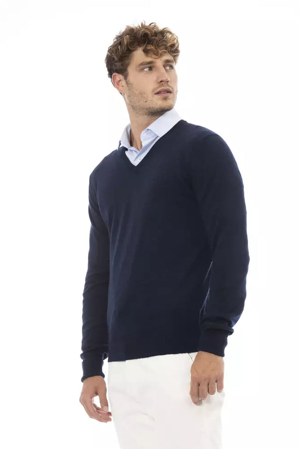 Maglione da uomo in lana blu