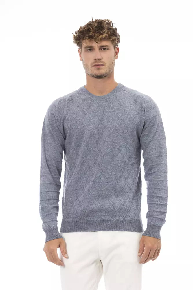 Maglione da uomo in viscosa blu chiaro