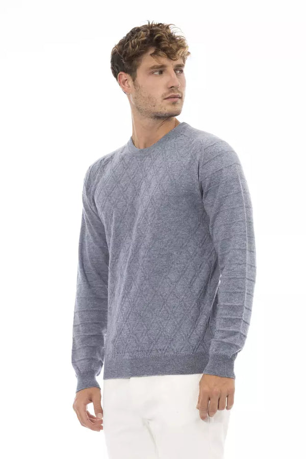 Maglione da uomo in viscosa blu chiaro