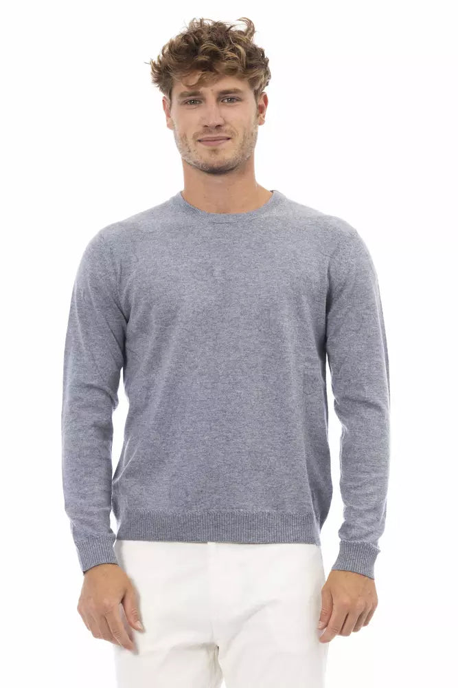 Light Blue Viscose Men Sweater