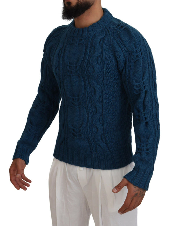 Maglione blu elegante con girocollo