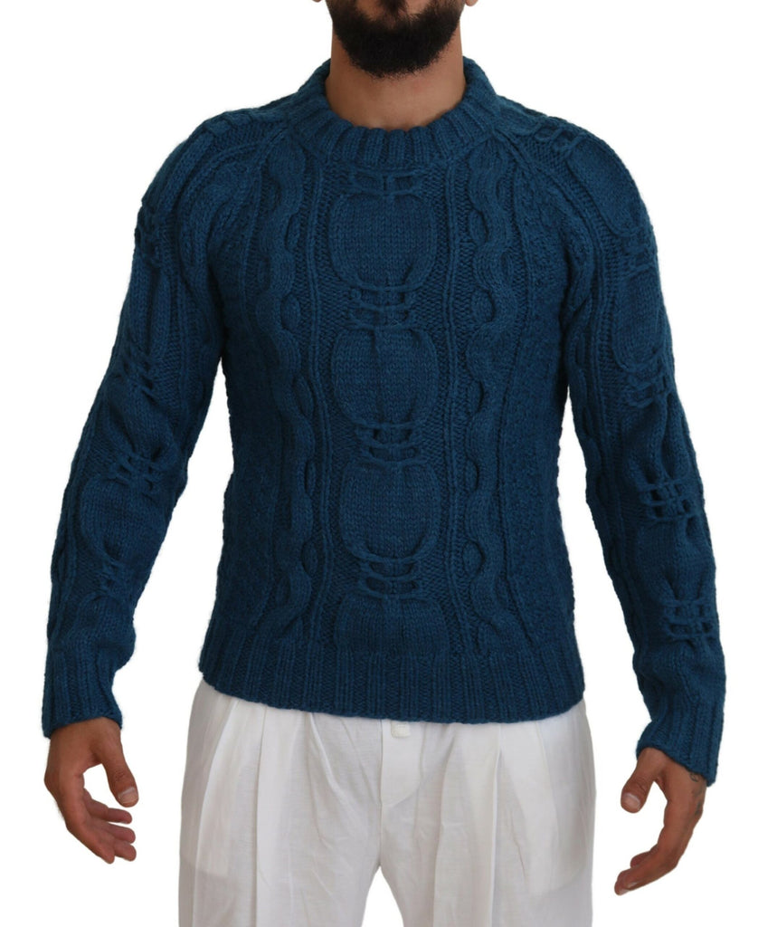 Maglione blu elegante con girocollo