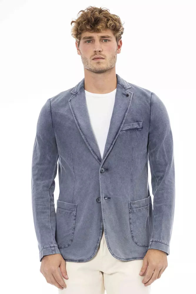 Blazer maschile in cotone blu