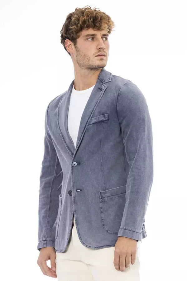 Blazer maschile in cotone blu