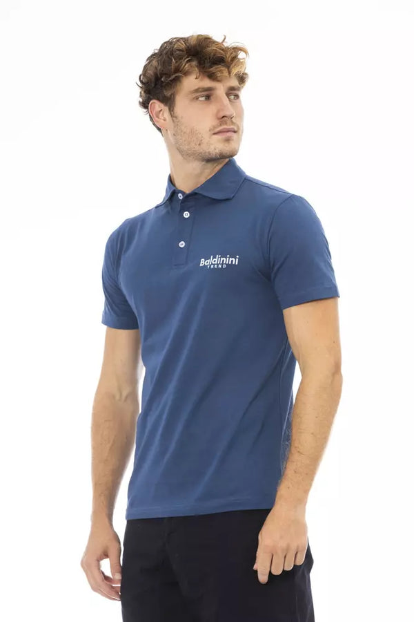 Blue Cotton Men Polo Shirt