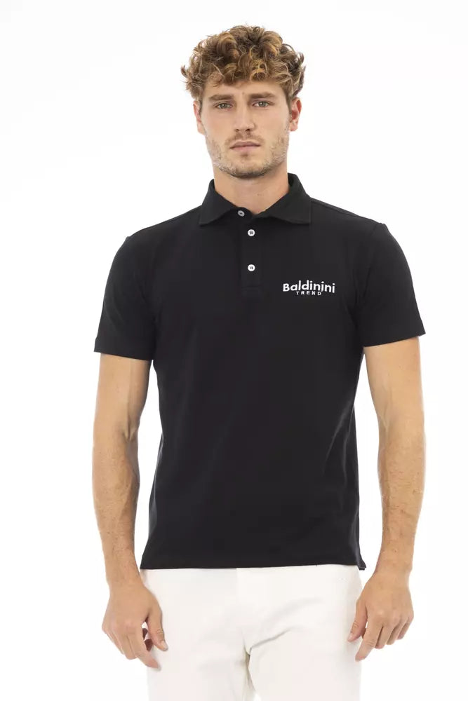 Black Cotton Men Polo Shirt