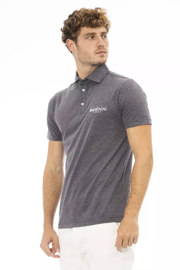 Gray Cotton Men Polo Shirt