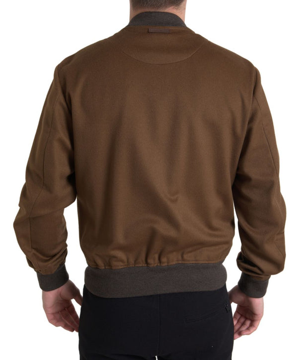 Bomber elegante in cashmere marrone