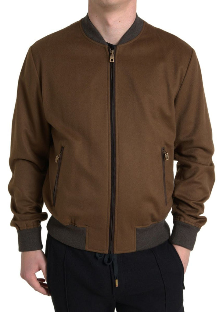 Bomber elegante in cashmere marrone