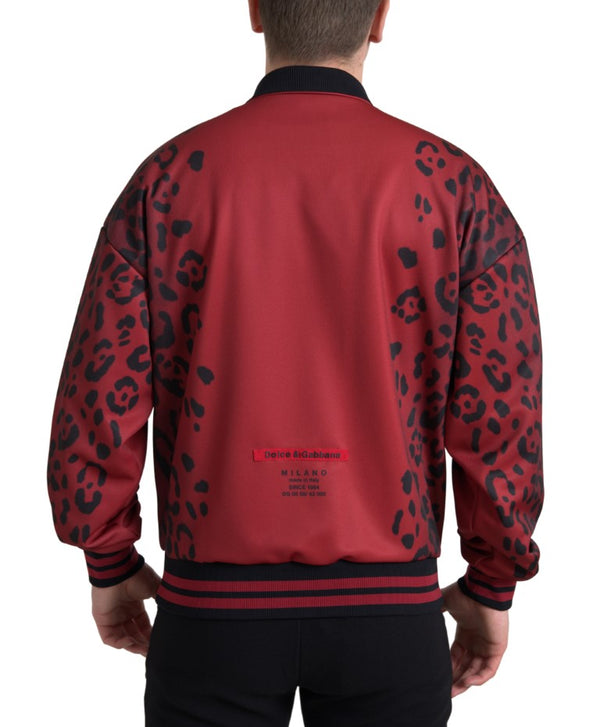 Bomber rosso con stampa leopardo